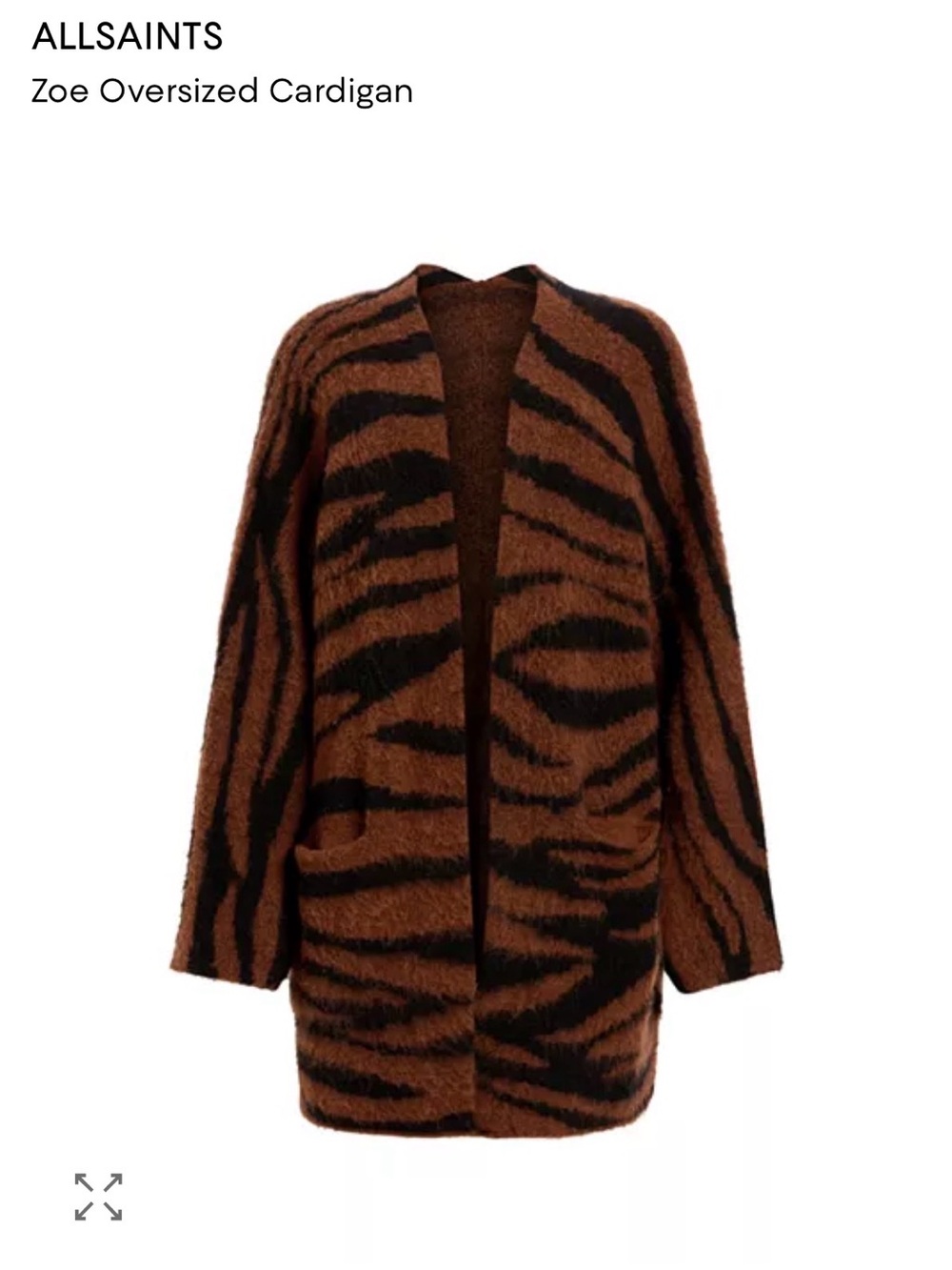 ALLSAINTS Zoe Tiger-Stripe Open Cardigan sz L
